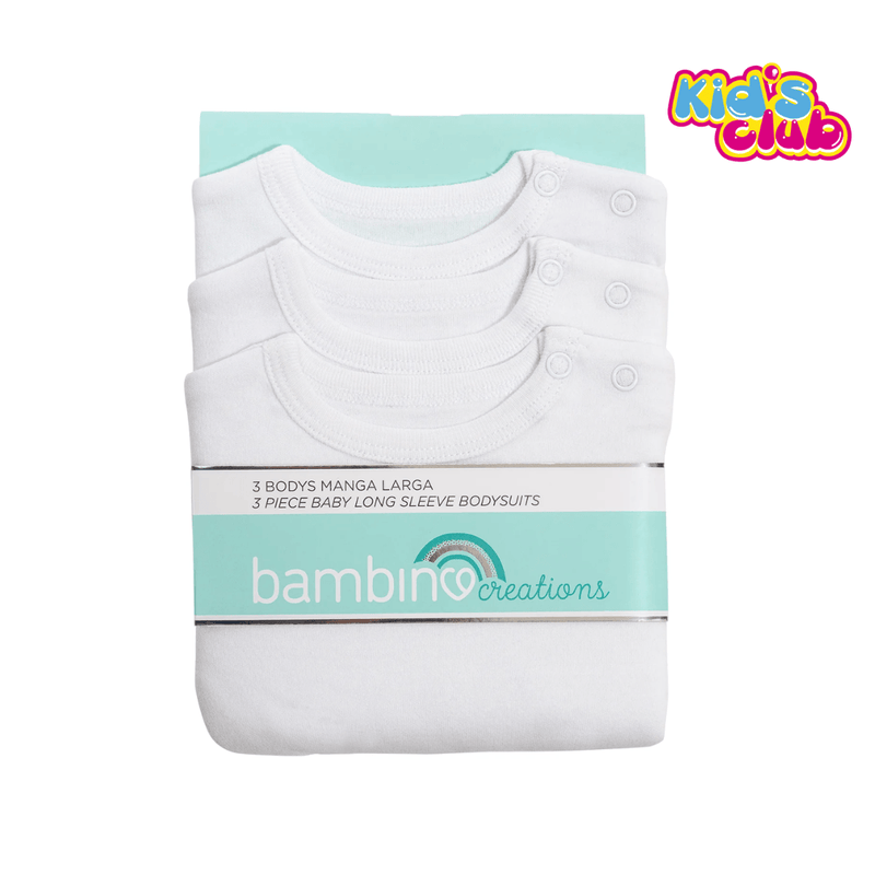 3 Pack Body Blanco Unisex 9 - 12 meses, Bambino - KIDSCLUB Tienda ONLINE