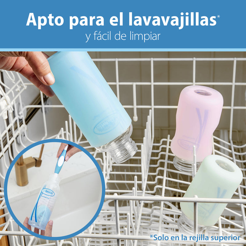 Funda Protección Mamadera Vidrio 270ml Azul, Dr.Brown&