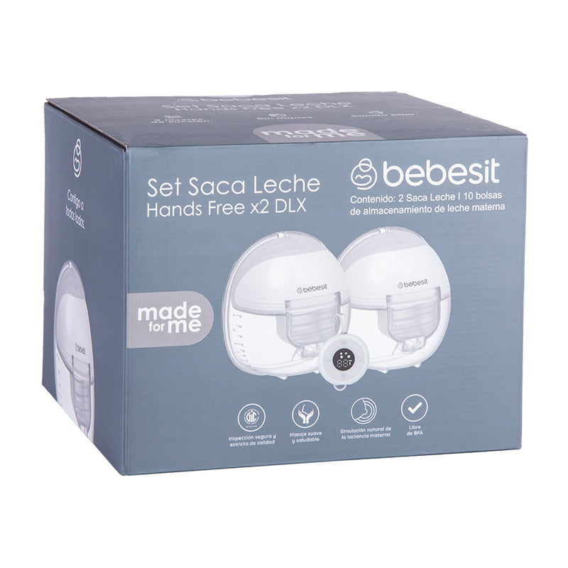 Extractor Leche Materna Doble + Control Remoto + 10 Bolsas, Bebesit