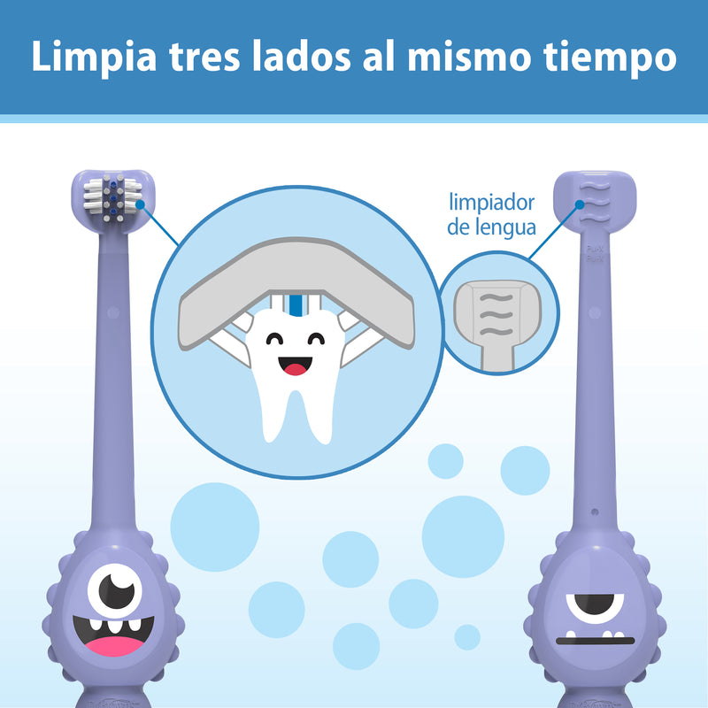 Cepillo de Dientes Bebés y Niños Pequeños 1-4 años, Monster, Morado, Dr.Brown&