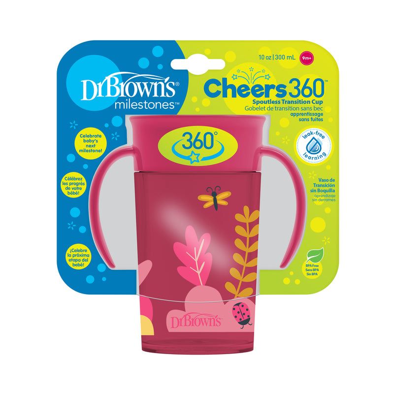 Vaso 360° con asas 300ml 9M+ Rosado, Dr.Brown&