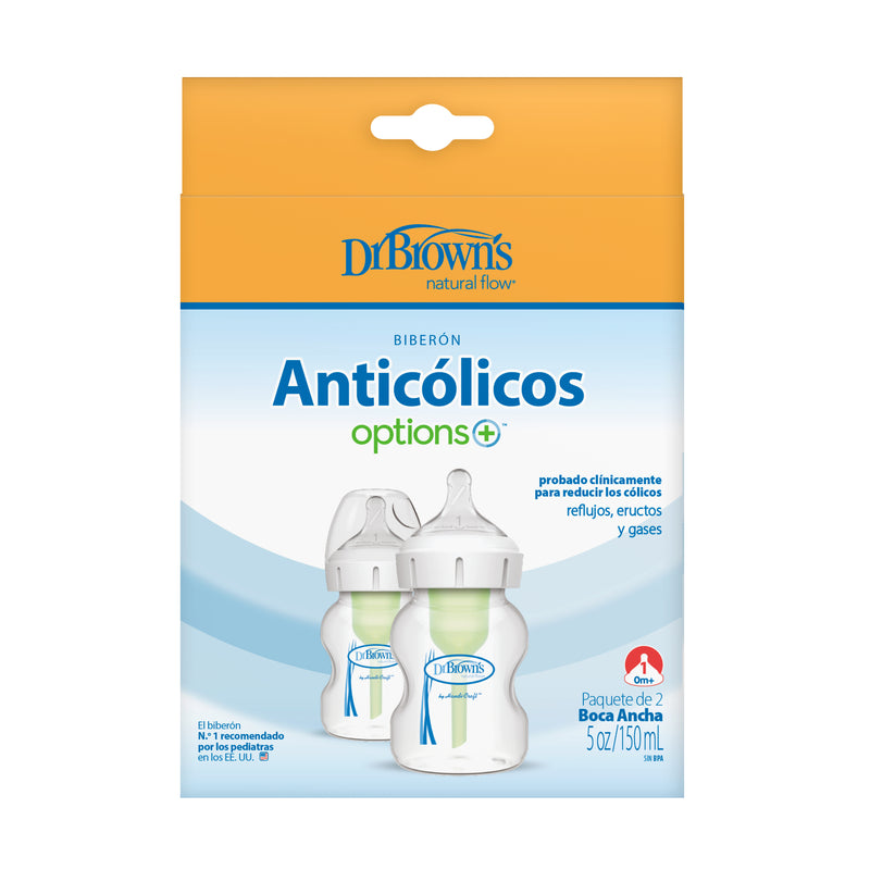 Pack 2 Mamaderas Anticólico Boca Ancha 150ml, Dr.Brown&