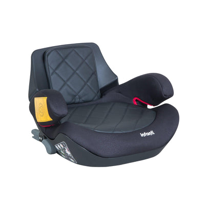 "Silla Alzador Go-Fix Isofix de Infanti en color negro con apoyabrazos y respaldo ajustable, diseñado para niños de 15 a 36 kilos con sistema de seguridad ISOFIX. Producto vendido por tienda kidsclub.cl  https://www.kidsclub.cl/products/alzador-auto"