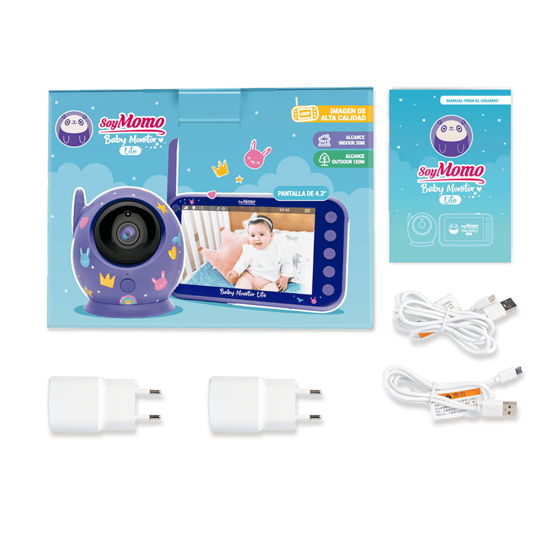 Baby Monitor Lite Morado - Pantalla 4,3, SoyMomo - KIDSCLUB Tienda ONLINE