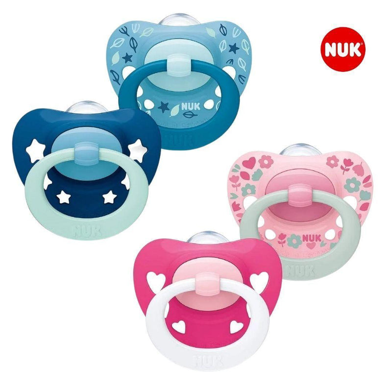 Chupete 2 unidades NUK Silicona Signature Rosa - Azul ETAPA 3 (18- 36 meses) - KIDSCLUB Tienda ONLINE