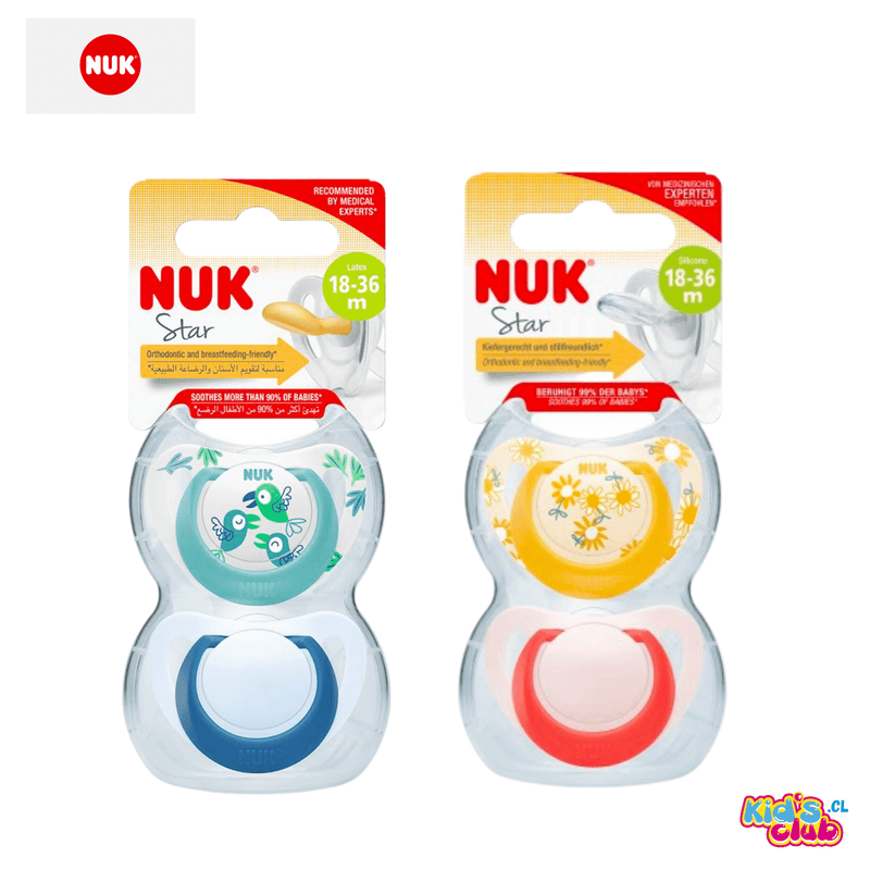 CHUPETE LATEX NUK STAR ETAPA 3 / 18-36 meses. (2 Unidades) - KIDSCLUB Tienda ONLINE