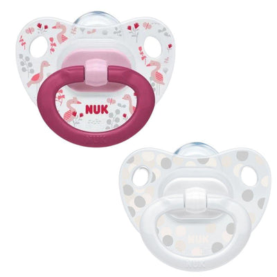 Chupete NUK HAPPY DAYS silicona ROSADO Y BLANCO Etapa 2 (6-18 meses).2 unidades - KIDSCLUB Tienda ONLINE