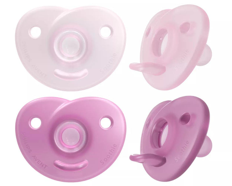 Chupete Soothie 0-6m Rosado 2 unidades, Avent - KIDSCLUB Tienda ONLINE