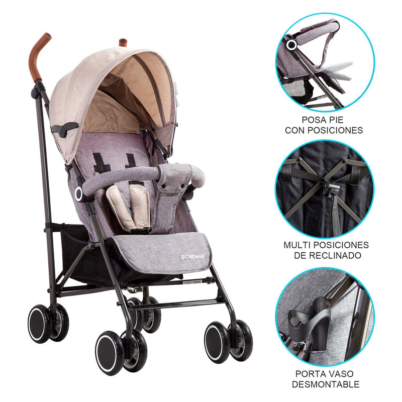 Coche Paragua Clap Melange Beige, Bebesit - KIDSCLUB Tienda ONLINE