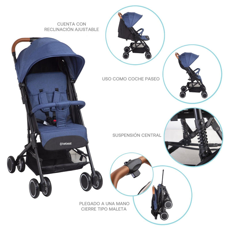 Coche Paseo Maleta Sprint SX Azul, Bebesit - KIDSCLUB Tienda ONLINE