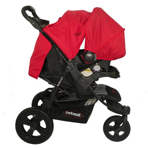 Coche Travel System Fox Negro con Rojo - KIDSCLUB Tienda ONLINE