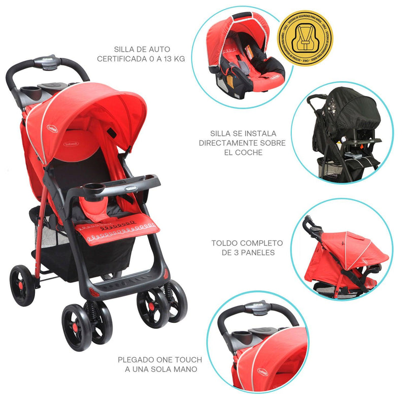 Coche Travel System Jazz Rojo - KIDSCLUB Tienda ONLINE