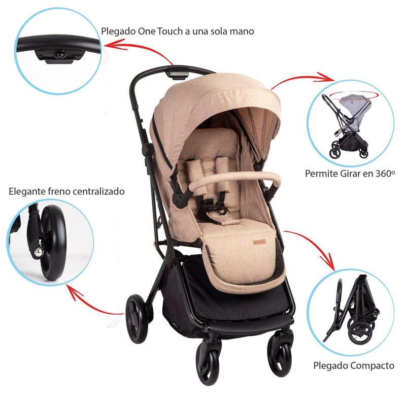 Coche Travel System Swift 360 Beige - KIDSCLUB Tienda ONLINE