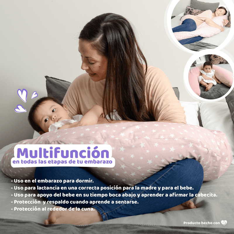 Cojín Maternal Multifuncional de Microperlas Rosa, Amamantas - KIDSCLUB Tienda ONLINE