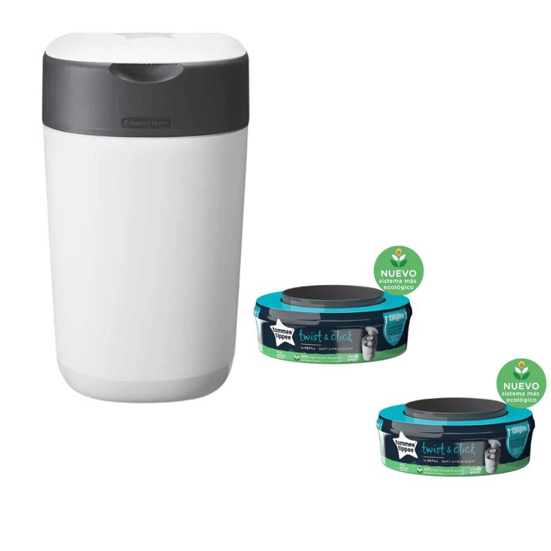 Contenedor + 2 Repuesto Sangenic Twist & Click, Tommee Tippee - KIDSCLUB Tienda ONLINE