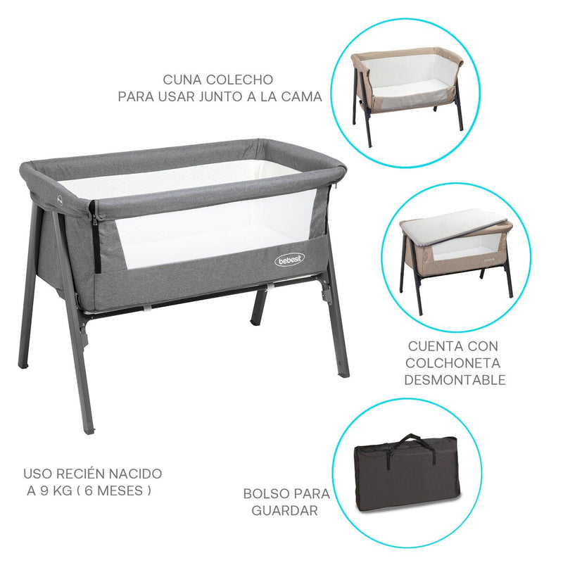 Cuna Colecho Easy Gris, Bebesit - KIDSCLUB Tienda ONLINE