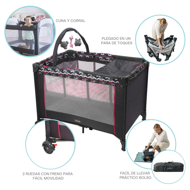 Cuna Pack and Play Sleep II Rosado, Bebesit - KIDSCLUB Tienda ONLINE