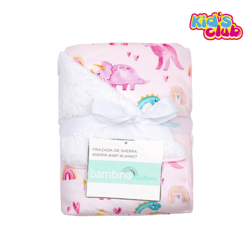 Frazada De Sherpa Dinosaurio Color Rosado, Bambino - KIDSCLUB Tienda ONLINE