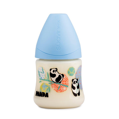 Mamadera anatomica silicona 150 ml 0-6M Panda Azul, Suavinex - KIDSCLUB Tienda ONLINE