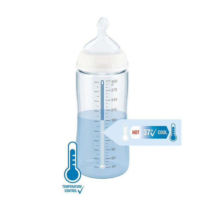 MAMADERA FIRST CHOICE 300 ML CON SENSOR DE TEMPERATURA (Rosado y Azul) - KIDSCLUB Tienda ONLINE