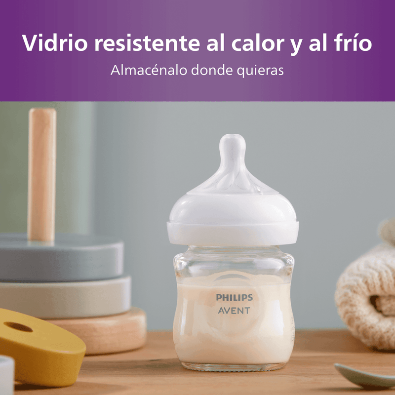 Mamadera Natural Response 120ml vidrio SCY930/01, Avent - KIDSCLUB Tienda ONLINE