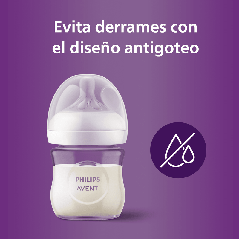 Mamadera Natural Response 120ml vidrio SCY930/01, Avent - KIDSCLUB Tienda ONLINE