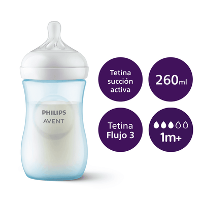 Mamadera Natural Response 260ml Azul SCY903/21, Avent - KIDSCLUB Tienda ONLINE