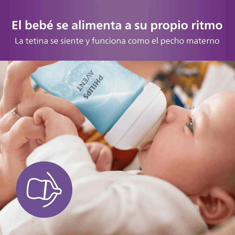 Mamadera Natural Response 260ml Azul SCY903/21, Avent - KIDSCLUB Tienda ONLINE