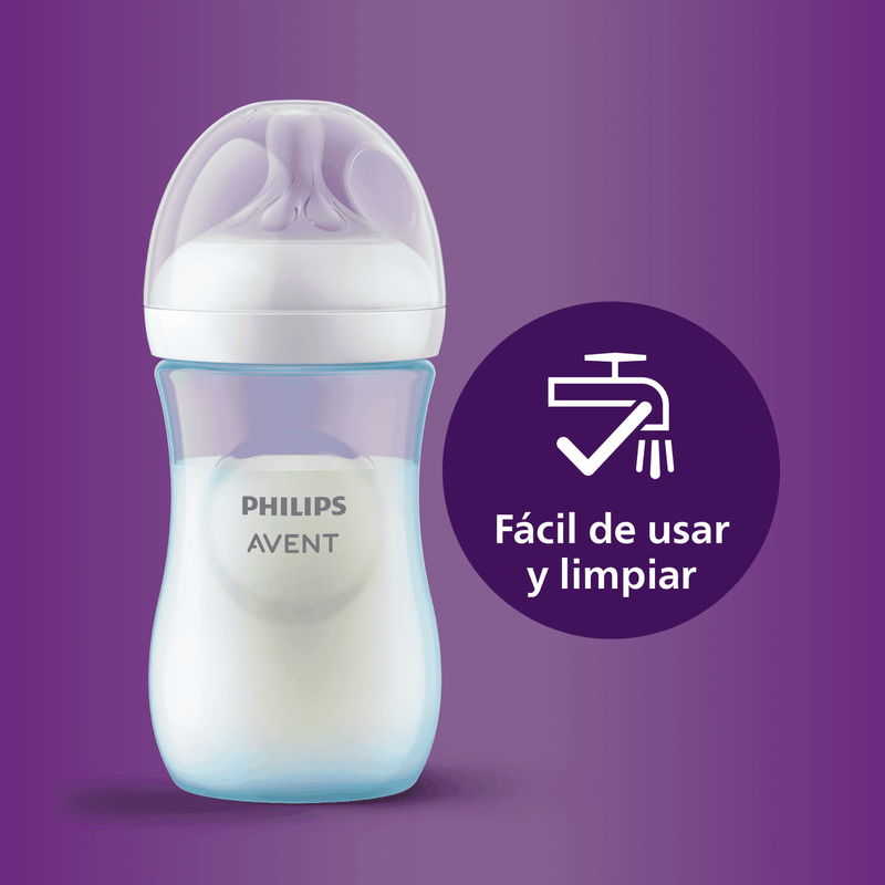 Mamadera Natural Response 260ml Azul SCY903/21, Avent - KIDSCLUB Tienda ONLINE