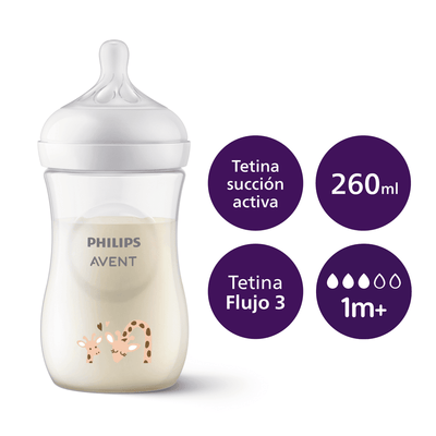 Mamadera Natural Response 260ml Diseño SCY903/66, Avent - KIDSCLUB Tienda ONLINE