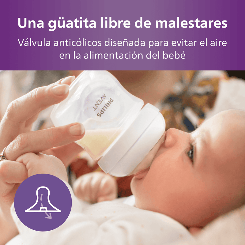 Mamadera Natural Response Pack 2 und 125ml Traslúcida SCY900/02, Avent - KIDSCLUB Tienda ONLINE