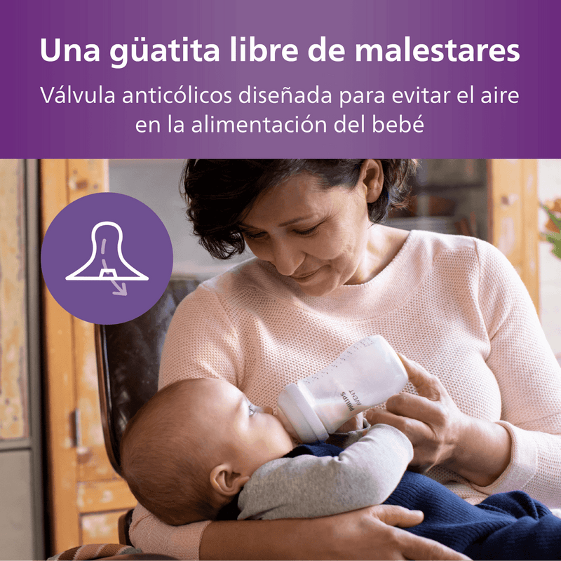 Mamadera Natural Response Pack 2 und 260ml Traslucida SCY903/02, Avent - KIDSCLUB Tienda ONLINE