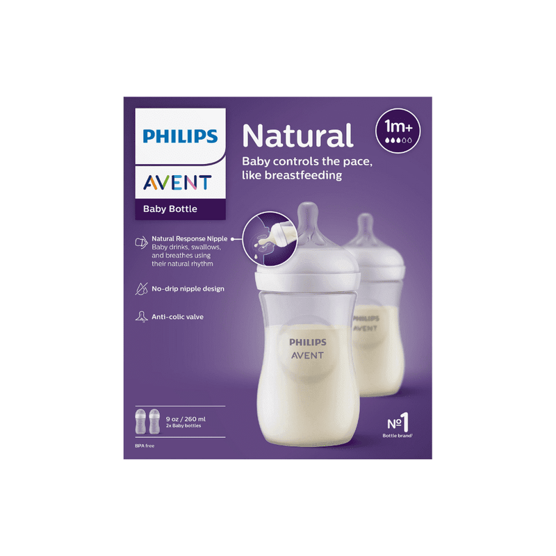 Mamadera Natural Response Pack 2 und 260ml Traslucida SCY903/02, Avent - KIDSCLUB Tienda ONLINE