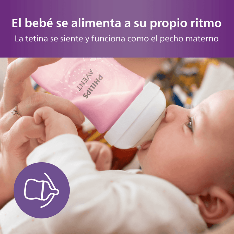 Mamadera Natural Response rosa 260 ml 1 m 1 unidad, Avent - KIDSCLUB Tienda ONLINE