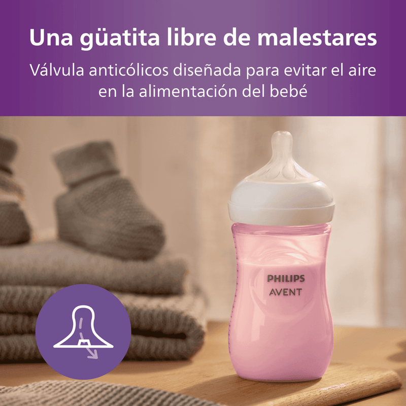 Mamadera Natural Response rosa 260 ml 1 m 1 unidad, Avent - KIDSCLUB Tienda ONLINE