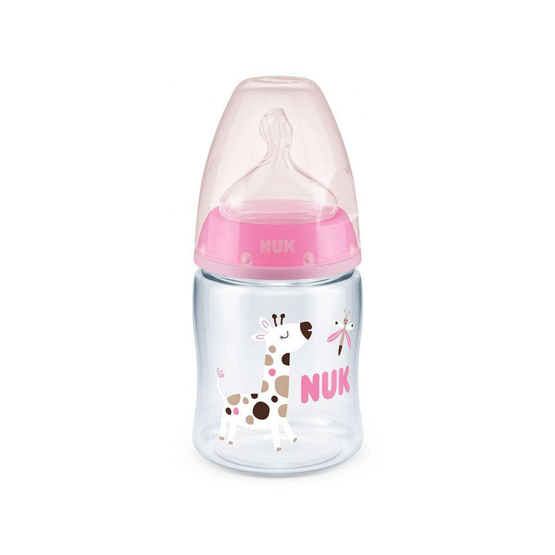 MAMADERA NUK FIRST CHOICE 150 ML CON SENSOR DE TEMPERATURA (Rosado y Azul) - KIDSCLUB Tienda ONLINE