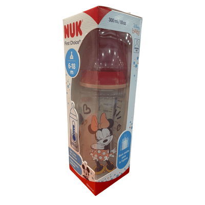 MAMADERA NUK FIRST CHOICE 300 ML SILICONA MINNIE CONTROL TEMPERATURA 6-18 m - KIDSCLUB Tienda ONLINE