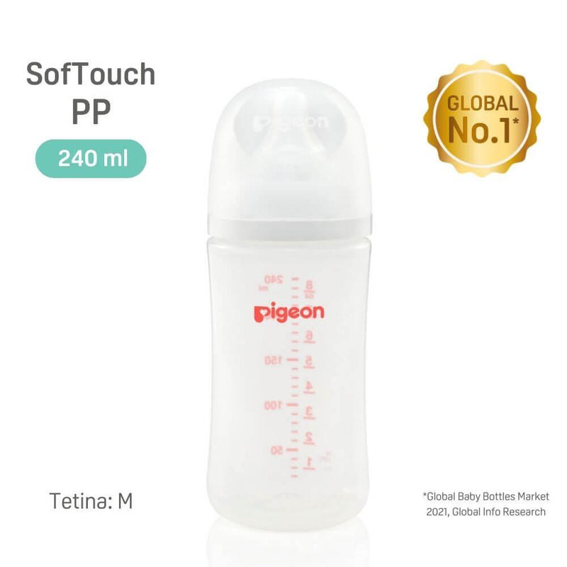 Mamadera Softouch Pp 240 ml Color Blanco, Pigeon - KIDSCLUB Tienda ONLINE