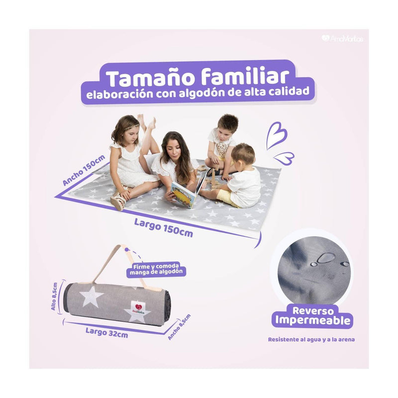 Manta Picnic y Playa Impermeable Infantil Dinosaurios, Amamantas - KIDSCLUB Tienda ONLINE