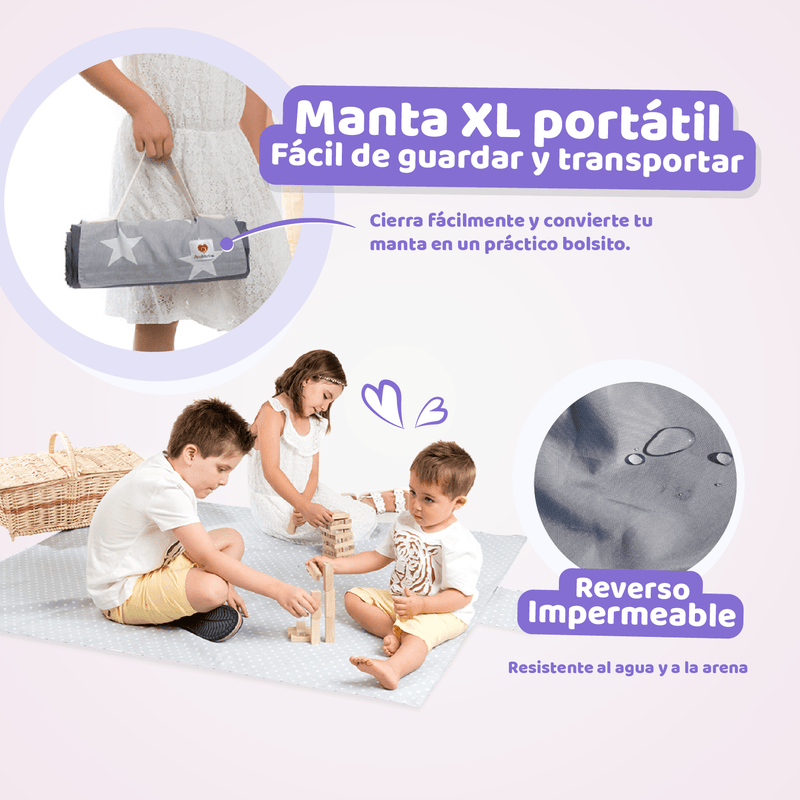 Manta Picnic y Playa Impermeable Infantil Dinosaurios, Amamantas - KIDSCLUB Tienda ONLINE