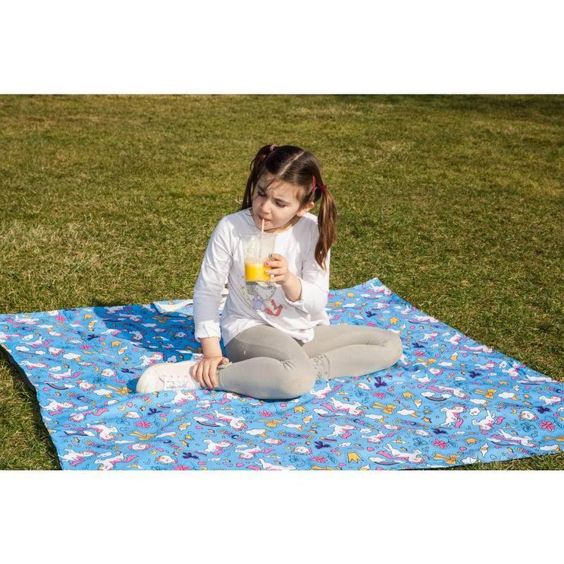 Manta Picnic y Playa Impermeable Infantil Unicornio Azul, Amamantas - KIDSCLUB Tienda ONLINE