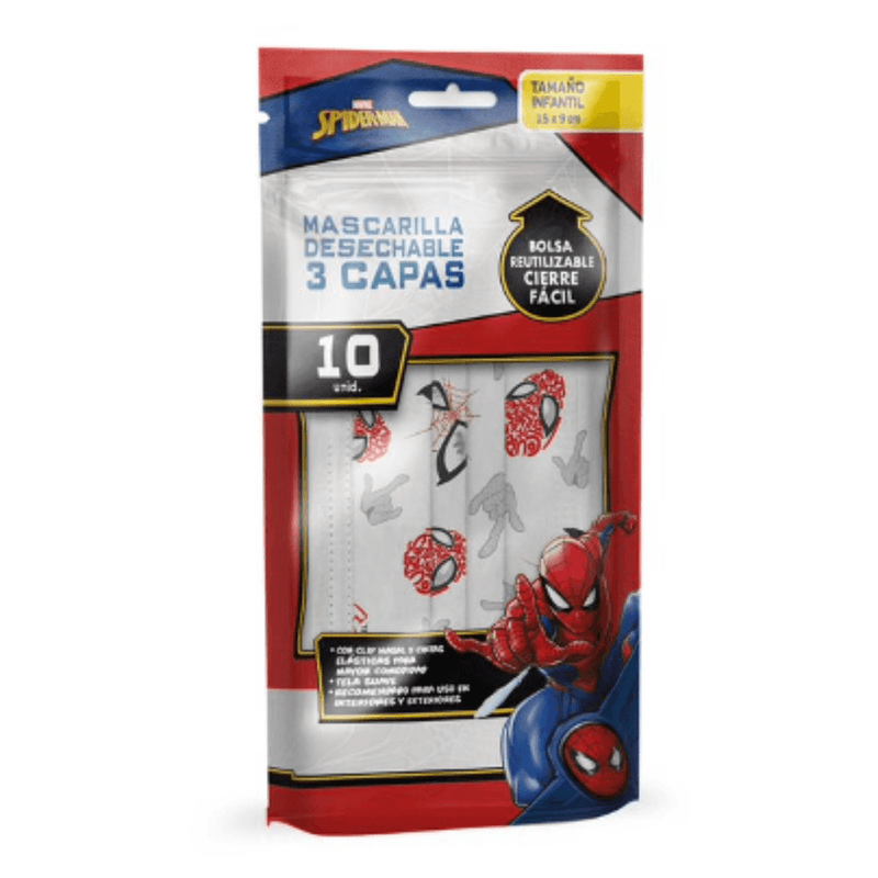 MASCARILLA DESECHABLE HOMBRE ARAÑA GELATTI KIDS (Nuevo formato 10 unids x Sobre) - KIDSCLUB Tienda ONLINE