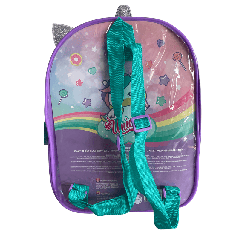 MOCHILA MAQUILLAJE UNICORNIO GELATTI ESMALTES, BRILLO Y STICKERS - KIDSCLUB Tienda ONLINE