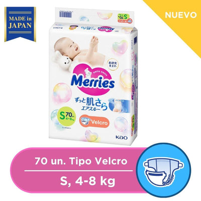 Pañales Velcro Super Jumbo Talla S 70 un, Merries - KIDSCLUB Tienda ONLINE