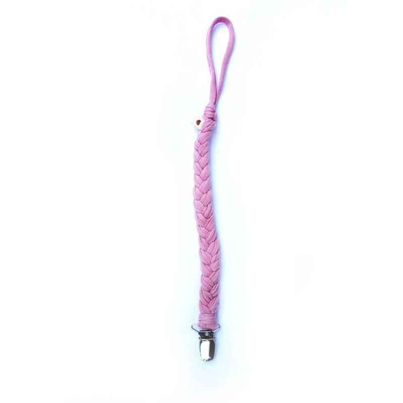 Porta Chupete Trenzado de Algodón Natural Rosa, Amamantas - KIDSCLUB Tienda ONLINE