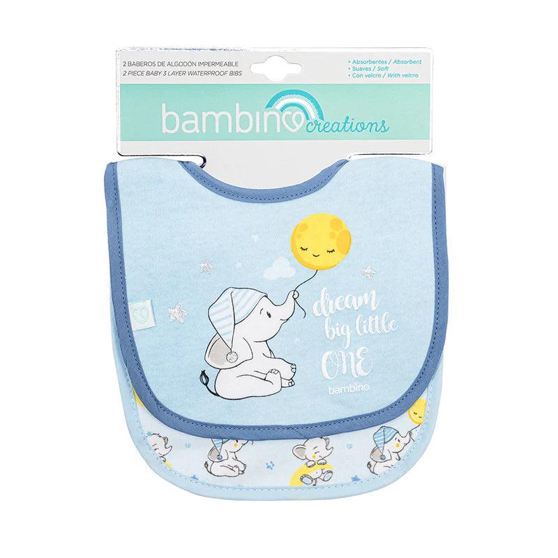 Set 2 Baberos Impermeables Azul Elefante Niño - KIDSCLUB Tienda ONLINE