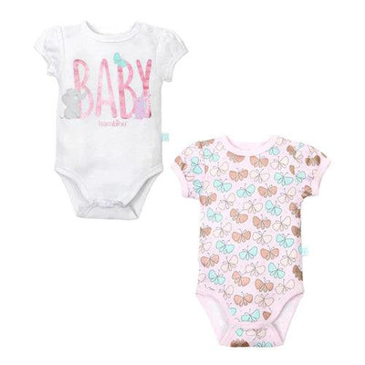 Set 2 Bodys Manga Corta Blanco Mariposa Niña 0-3M - KIDSCLUB Tienda ONLINE