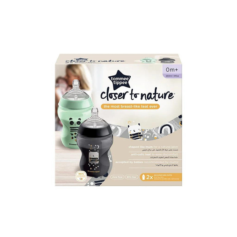 Set 2 mamaderas 260 ml gris y verde, Tommee Tippee - KIDSCLUB Tienda ONLINE