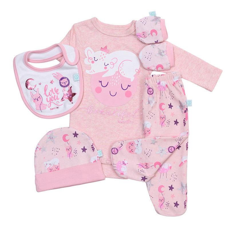 Set 5 Piezas Baby Gift Creations Animales Rosado, Bambino - KIDSCLUB Tienda ONLINE