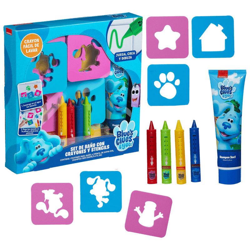 Set de Baño Pistas de blue - Shampoo 3 en 1 + Juego de Crayones, Gelatti - KIDSCLUB Tienda ONLINE